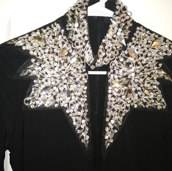 Hot Miami styles blinged out collar black dress - Picture 3 of 5